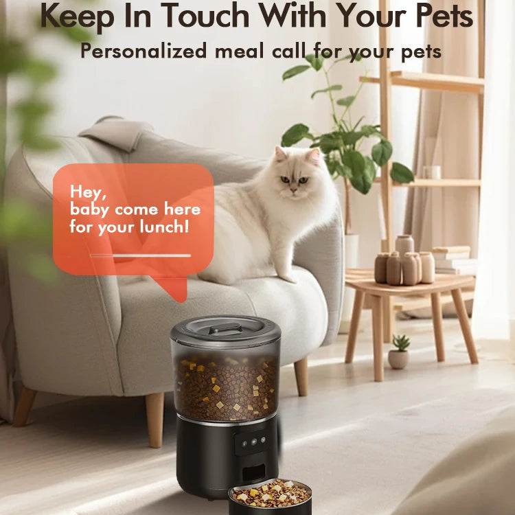 MyPetsBay™ Smart Automatic Pet Feeder 4L App-Controlled Food Dispenser for Cats & Dogs