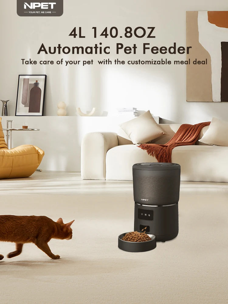 MyPetsBay™ Smart Automatic Pet Feeder 4L App-Controlled Food Dispenser for Cats & Dogs