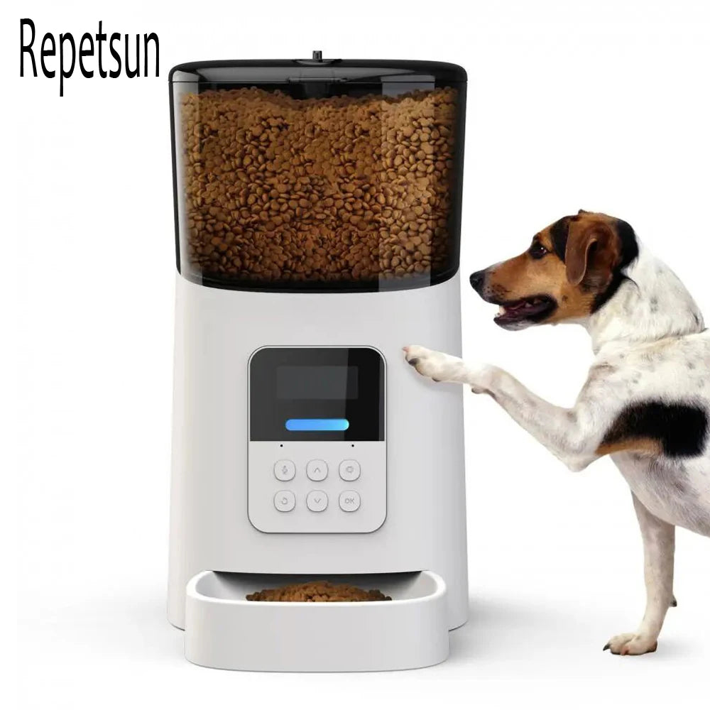 MyPetsBay™ 6L Smart Automatic Pet Feeder – WiFi App Control, Scheduled Feeding, Voice Call, Dual Power Supply for Cats, Puppies & All Dog Breeds