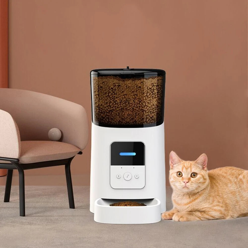 MyPetsBay™ 6L Smart Automatic Pet Feeder – WiFi App Control, Scheduled Feeding, Voice Call, Dual Power Supply for Cats, Puppies & All Dog Breeds
