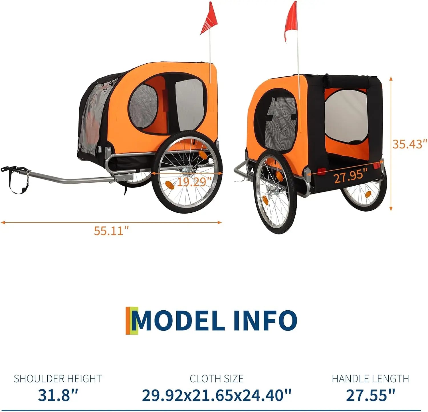 MyPetsBay™ Dog Bike Trailer Waterproof Foldable Pet Cart for Safe & Easy Rides