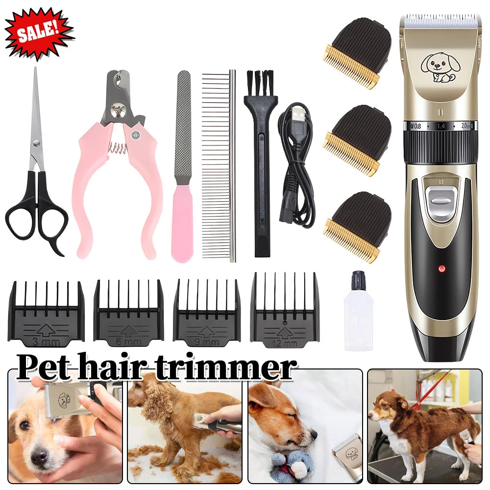 MyPetsBay™ Rechargeable Pet Clipper Grooming Kit – Professional Hair Trimmer & Shaver for Cats & Dogs