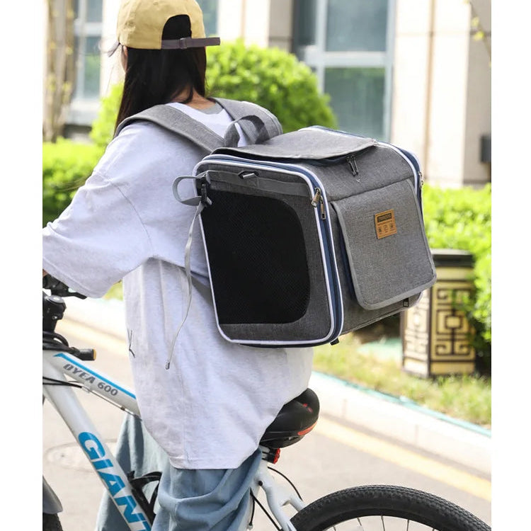 MyPetsBay™ 3-in-1 Bicycle Pet Carrier Bag  Convertible Cat & Small Dog Travel Backpack for Outdoor Adventures