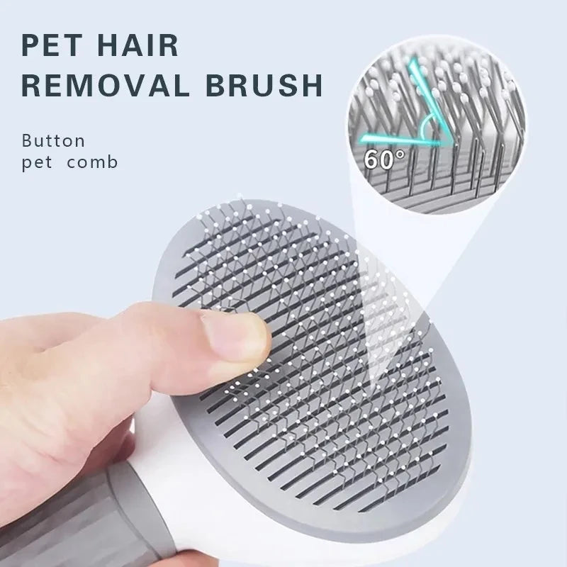 MyPetsBay™ Gentle Pet Grooming Brush – Self-Cleaning Hair Removal Comb for Dogs & Cats