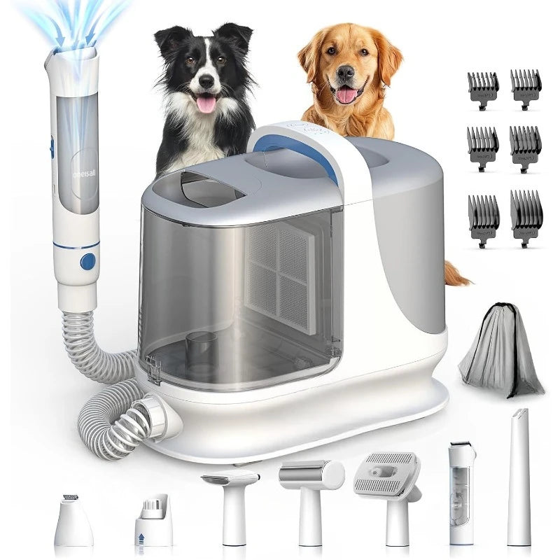 MyPetsBay™ 7-in-1 Dog Grooming Vacuum Kit 13000Pa Powerful Pet Hair Remover with Clippers, Shedding Brush & 3L Dust Cup