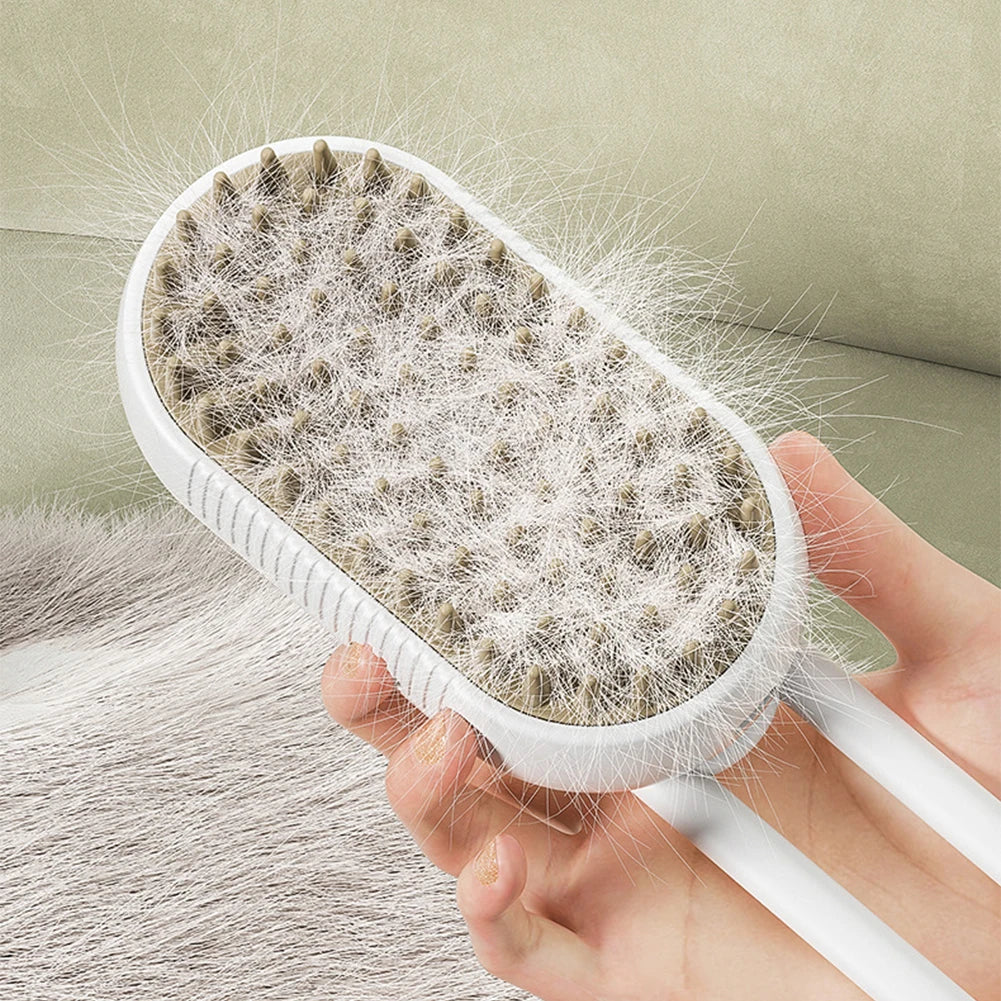 MyPetsBay™ 4-in-1 Steam Grooming Brush for Cats & Dogs USB Rechargeable  Gentle Massage  Easy Hair Removal