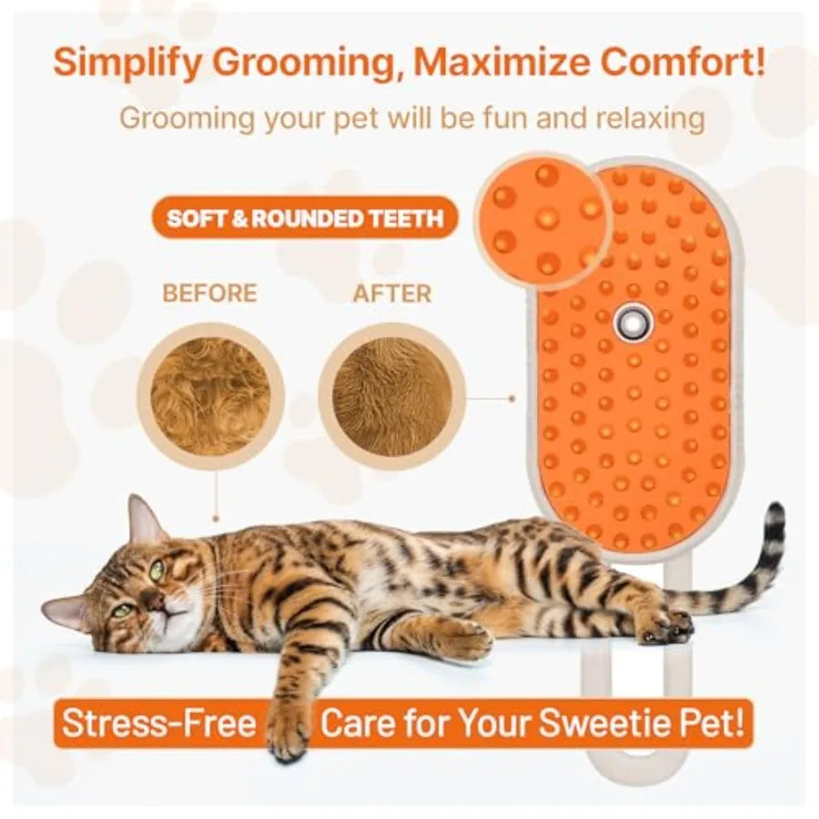 MyPetsBay™ 4-in-1 Pet Steam Brush & Grooming Comb