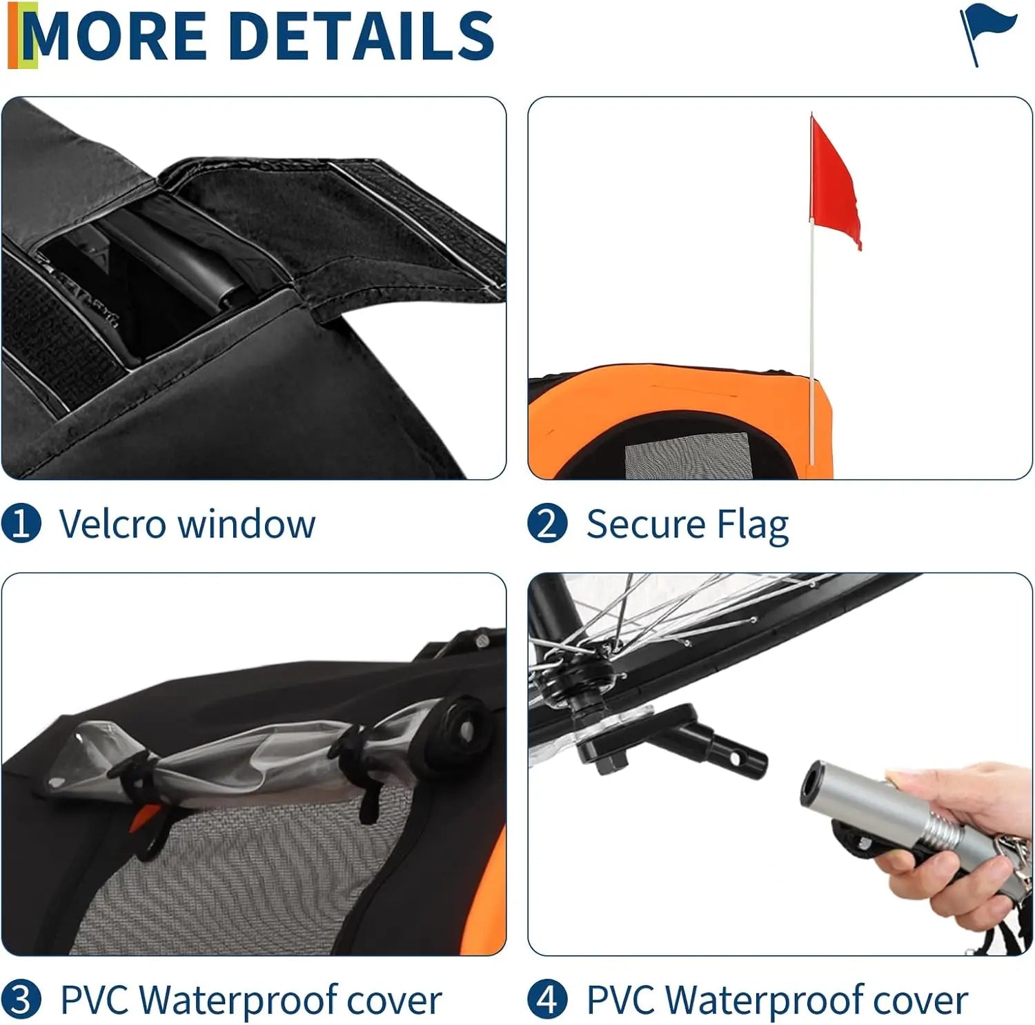 MyPetsBay™ Dog Bike Trailer Waterproof Foldable Pet Cart for Safe & Easy Rides