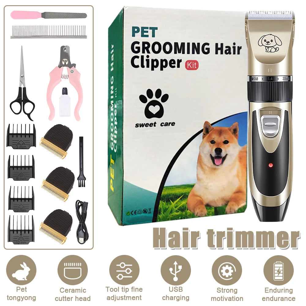 MyPetsBay™ Rechargeable Pet Clipper Grooming Kit – Professional Hair Trimmer & Shaver for Cats & Dogs