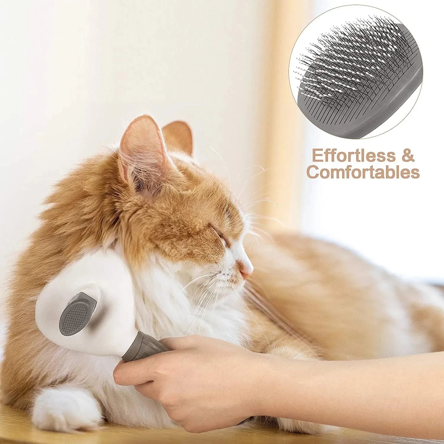 MyPetsBay™ Gentle Pet Grooming Brush – Self-Cleaning Hair Removal Comb for Dogs & Cats