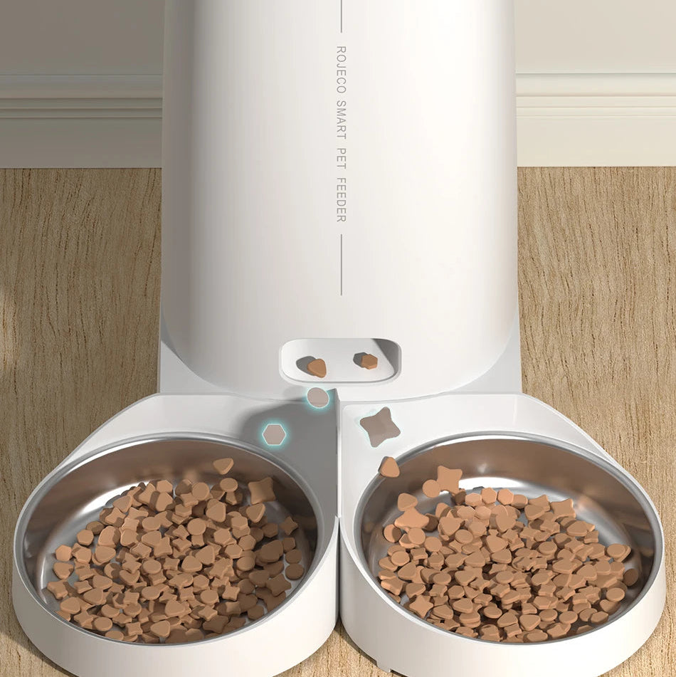 MyPetsBay™ Smart WiFi Automatic Pet Feeder Dual Bowl Food Dispenser for Cats & Dogs