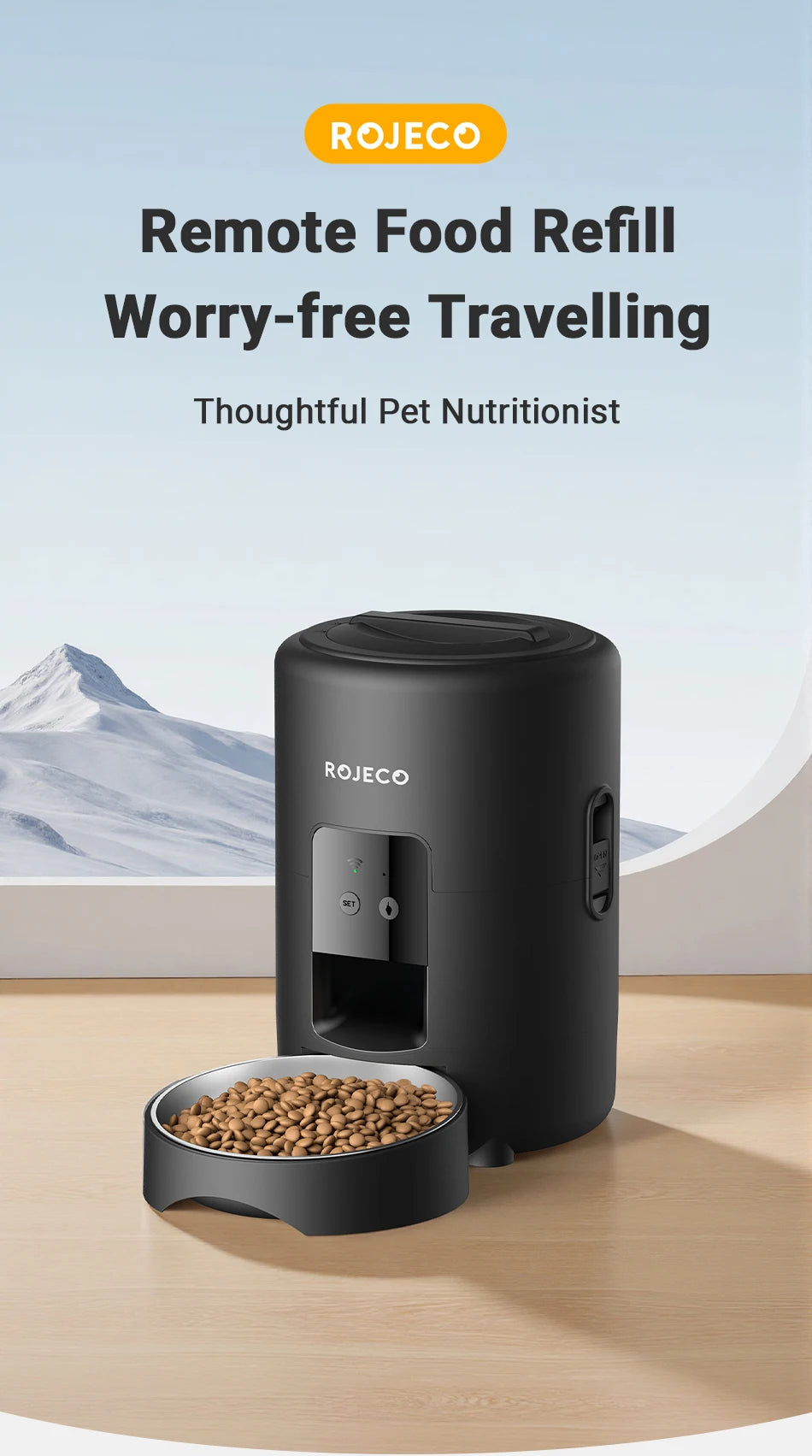 MyPetsBay™ ROJECO Smart Automatic Pet Feeder WiFi App Control Cat & Dog Food Dispenser