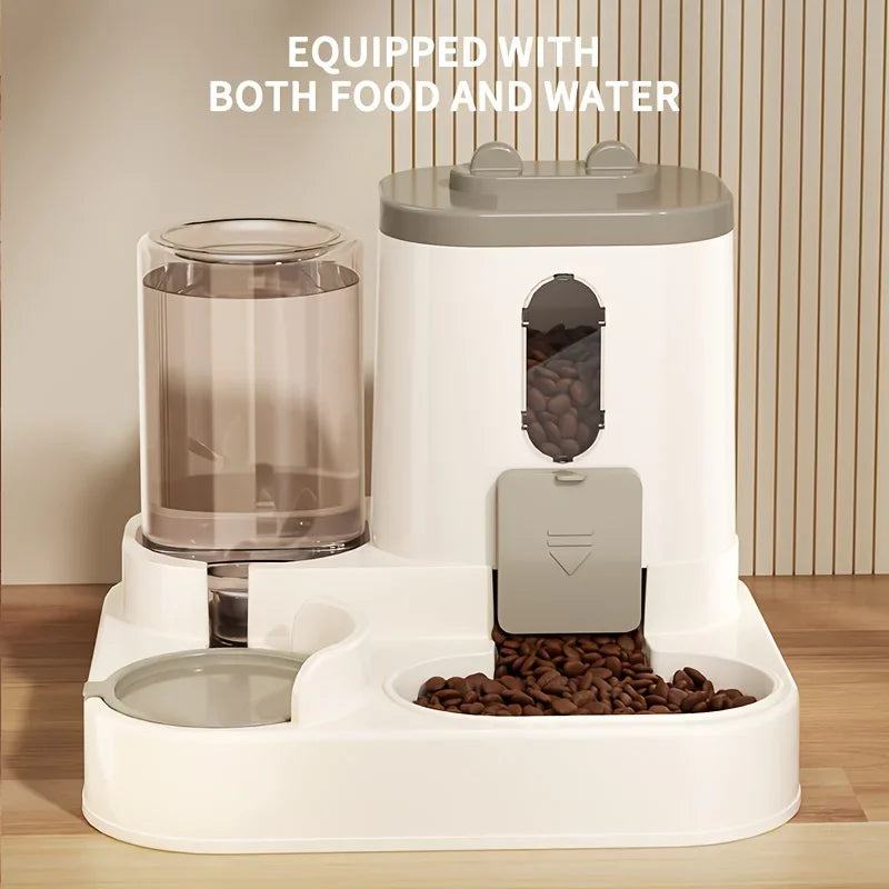 MyPetsBay™ 2-in-1 Automatic Pet Food & Water Dispenser – Integrated Feeding System for Cats, Puppies & Small Dog