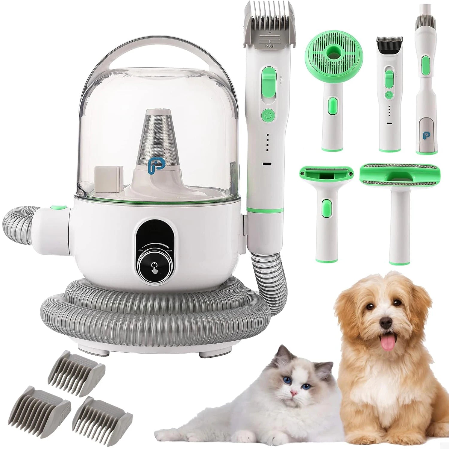 MyPetsBay™ Professional Pet Grooming Vacuum Kit 2L Silent Hair Collector with 5 Grooming Tools & 16-Level Suction for Dogs & Cats