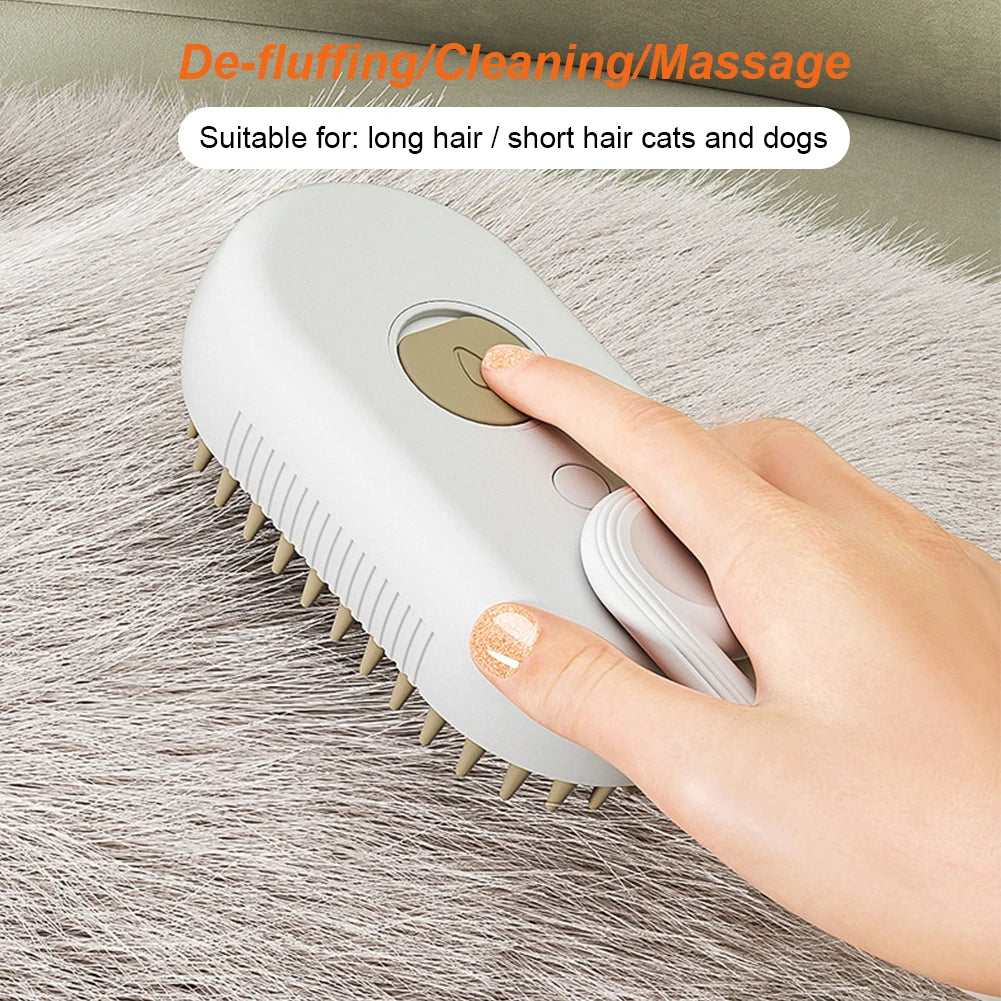 MyPetsBay™ 4-in-1 Steam Grooming Brush for Cats & Dogs USB Rechargeable  Gentle Massage  Easy Hair Removal
