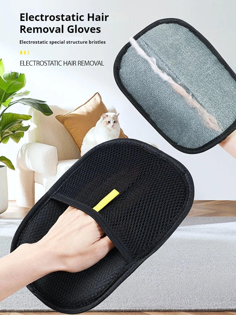 MyPetsBay™ Electrostatic Hair Glove Reusable, Washable Pet Hair Remover for Couch Carpet & Clothes