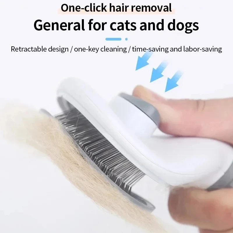 MyPetsBay™ Gentle Pet Grooming Brush – Self-Cleaning Hair Removal Comb for Dogs & Cats