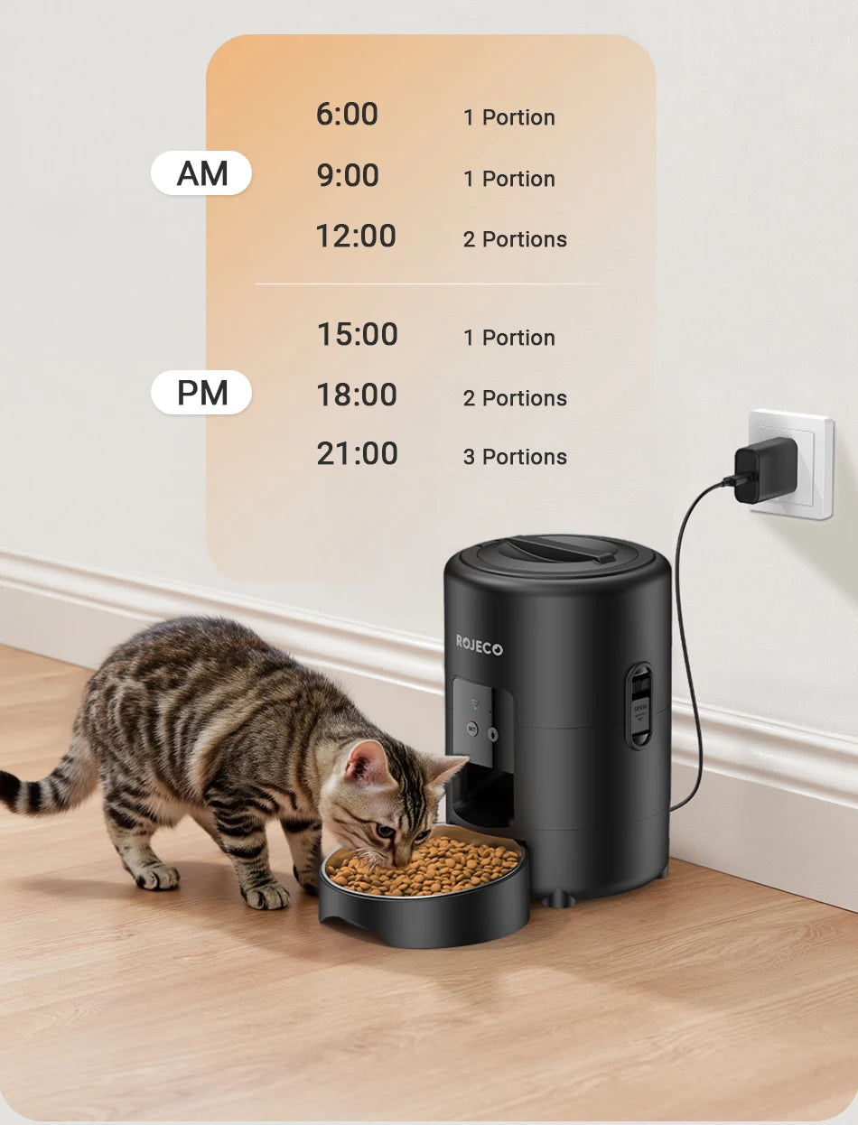 MyPetsBay™ ROJECO Smart Automatic Pet Feeder WiFi App Control Cat & Dog Food Dispenser
