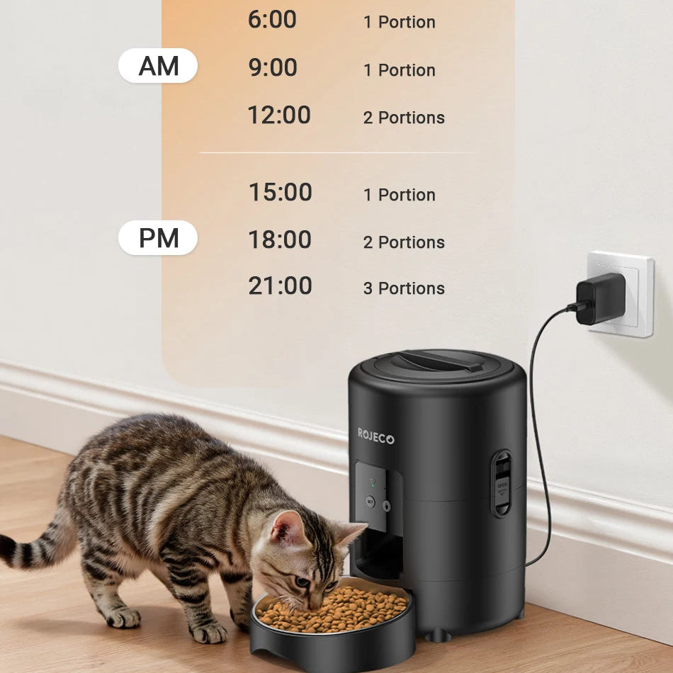 MyPetsBay™ ROJECO Smart Automatic Pet Feeder WiFi App Control Cat & Dog Food Dispenser