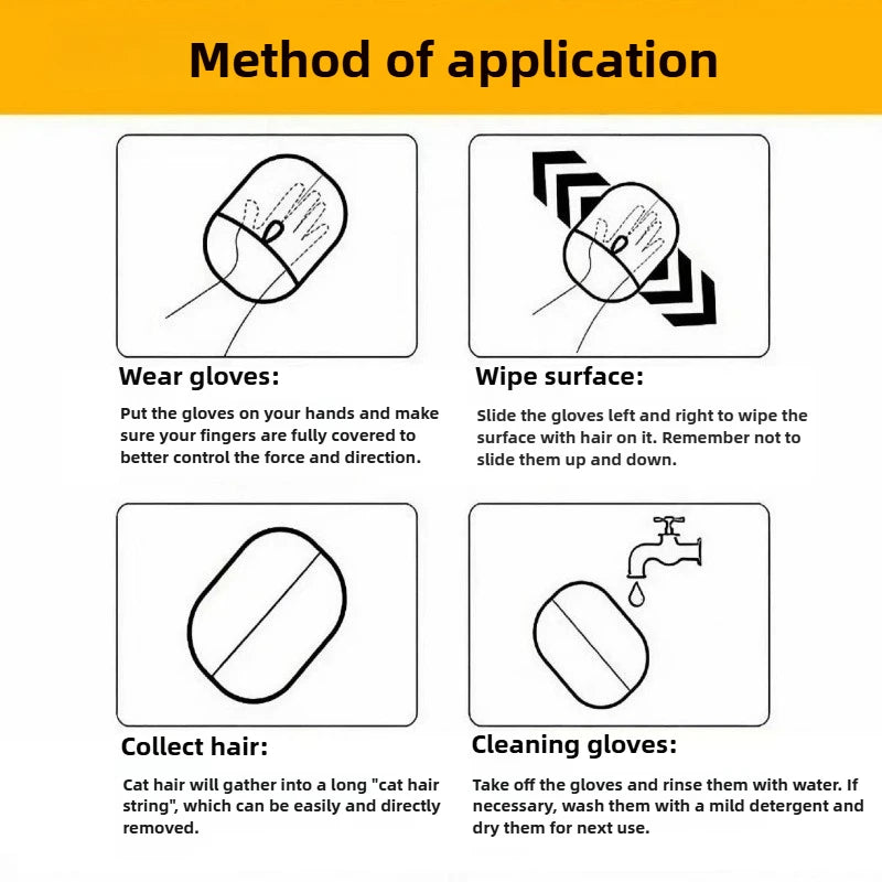 MyPetsBay™ Electrostatic Hair Glove Reusable, Washable Pet Hair Remover for Couch Carpet & Clothes