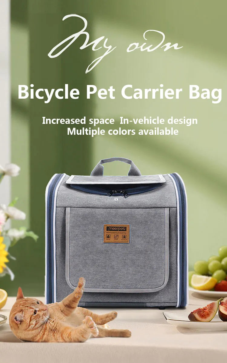 MyPetsBay™ 3-in-1 Bicycle Pet Carrier Bag  Convertible Cat & Small Dog Travel Backpack for Outdoor Adventures