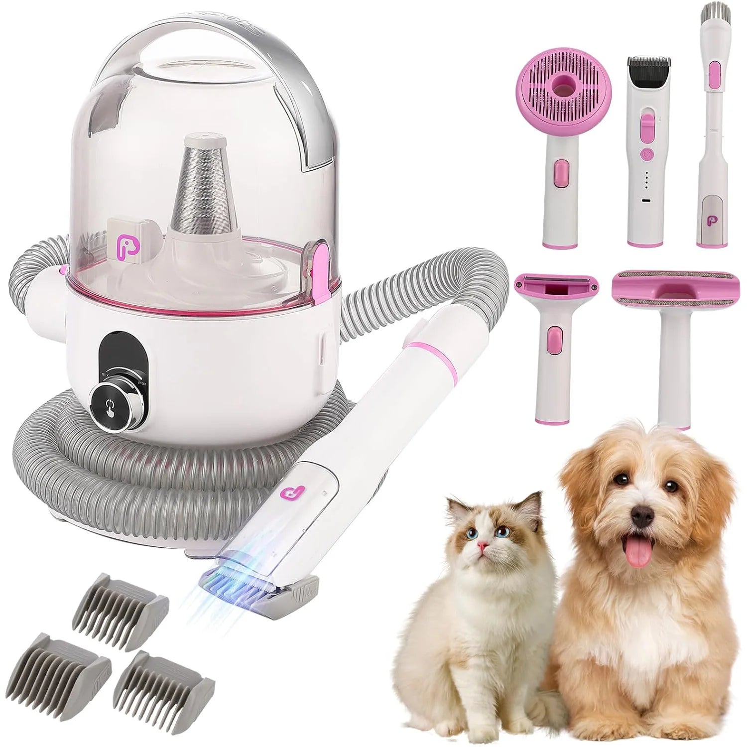 MyPetsBay™ Professional Pet Grooming Vacuum Kit 2L Silent Hair Collector with 5 Grooming Tools & 16-Level Suction for Dogs & Cats
