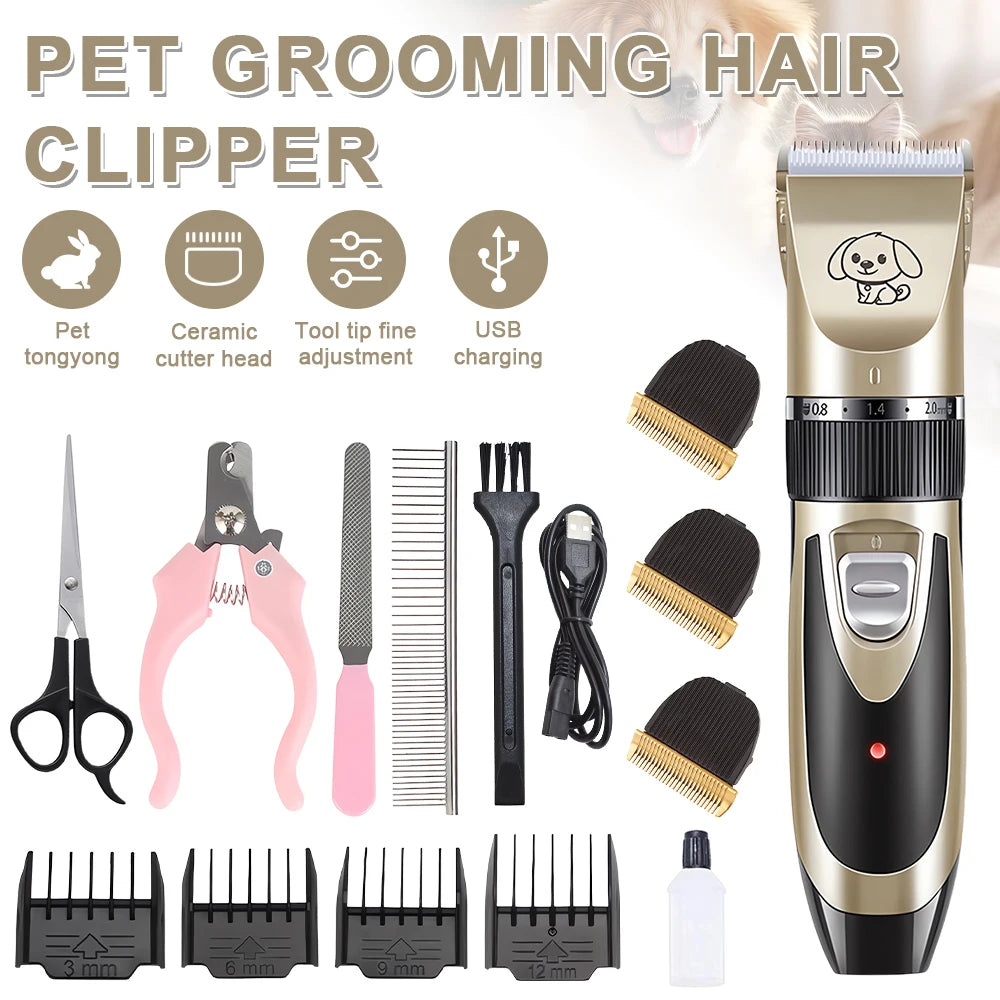 MyPetsBay™ Rechargeable Pet Clipper Grooming Kit – Professional Hair Trimmer & Shaver for Cats & Dogs