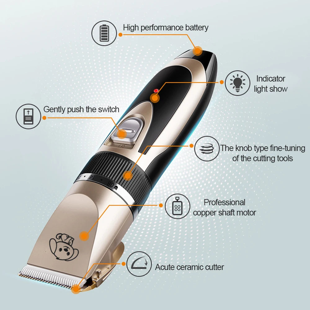 MyPetsBay™ Rechargeable Pet Clipper Grooming Kit – Professional Hair Trimmer & Shaver for Cats & Dogs