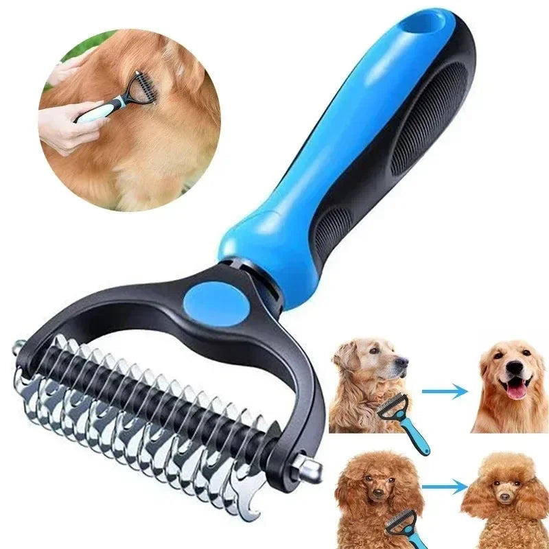 MyPetsBay™ Self-Cleaning Pet Deshedding Comb – Stainless Steel Hair Remover & Grooming Tool for Cats & Dogs