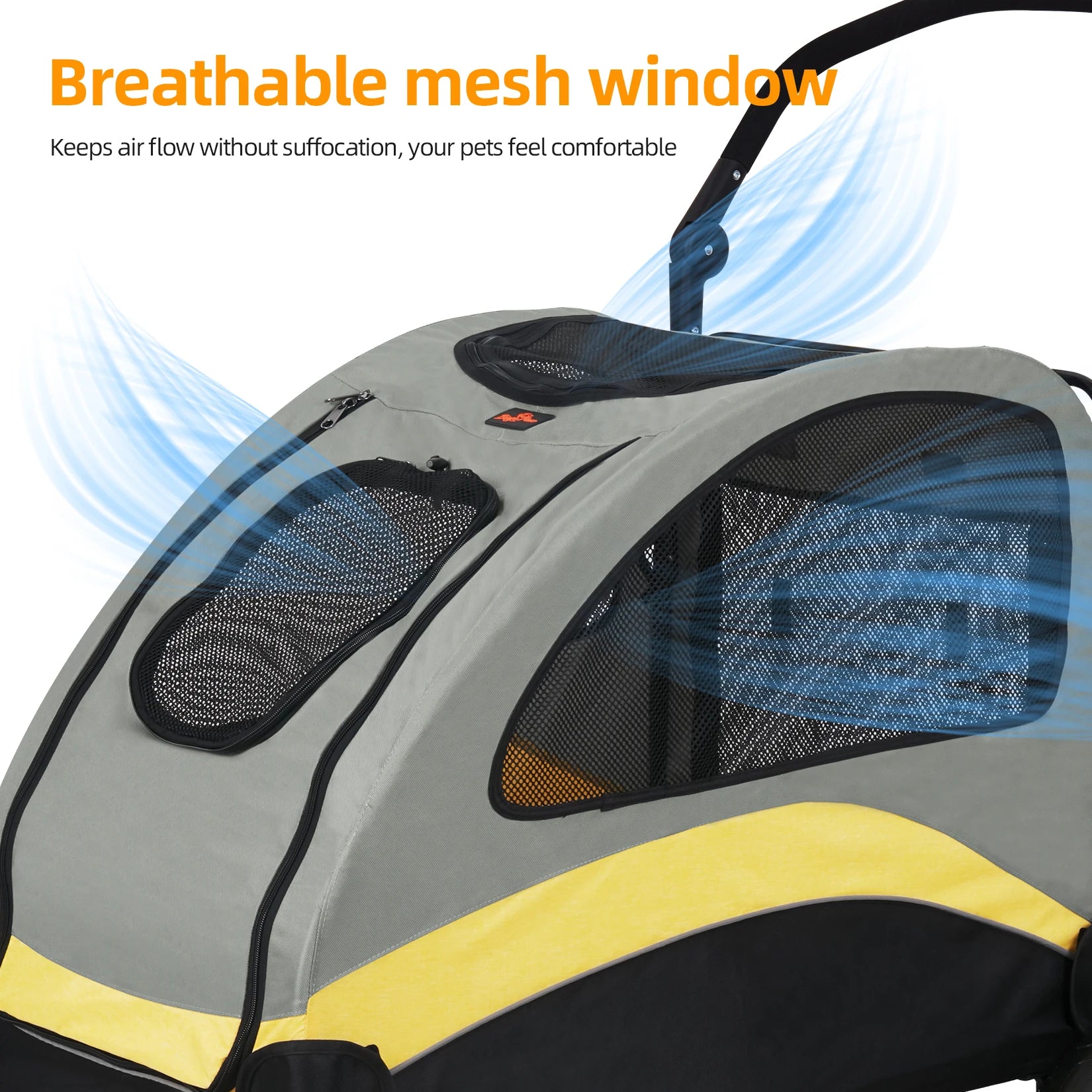 MyPetsBay™ 4-Wheel Foldable Dog Stroller | Heavy-Duty Pet Travel Cart for Medium, Large & XL Dogs (Up to 121 lbs)