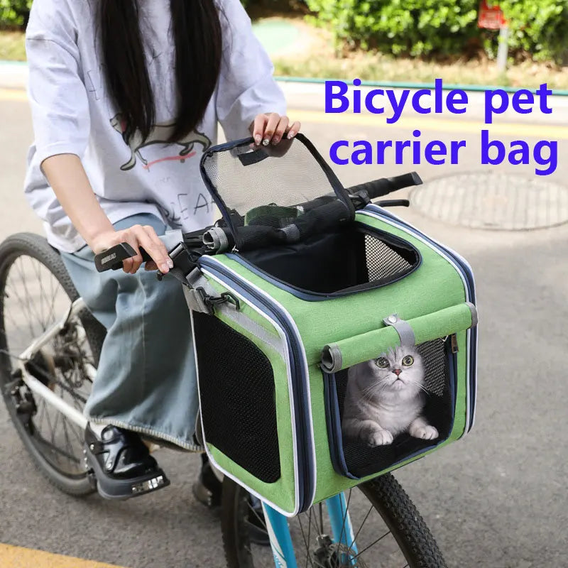 MyPetsBay™ 3-in-1 Bicycle Pet Carrier Bag  Convertible Cat & Small Dog Travel Backpack for Outdoor Adventures
