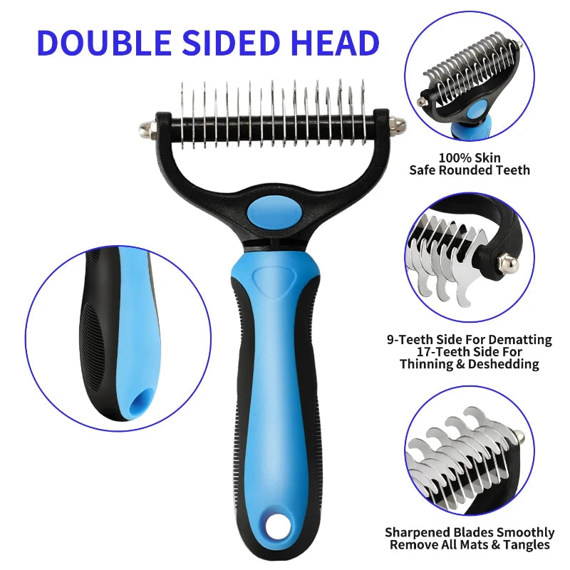 MyPetsBay™ Self-Cleaning Pet Deshedding Comb – Stainless Steel Hair Remover & Grooming Tool for Cats & Dogs