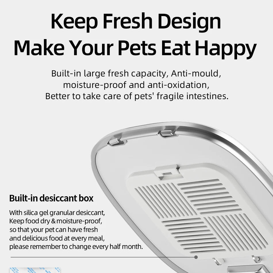 MyPetsBay™ Smart WiFi Automatic Pet Feeder Dual Bowl Food Dispenser for Cats & Dogs