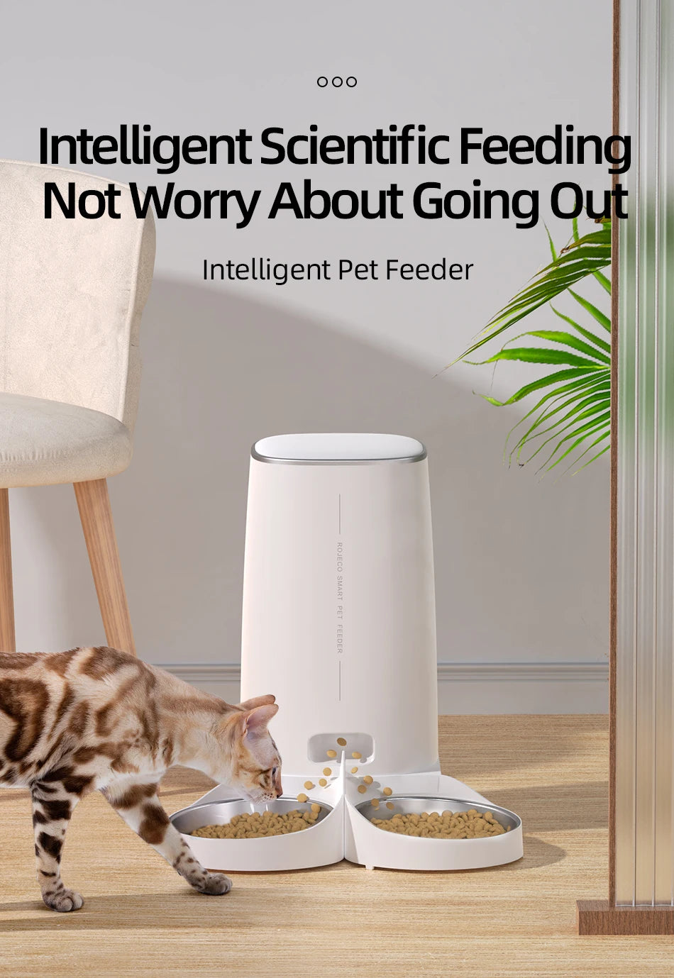 MyPetsBay™ Smart WiFi Automatic Pet Feeder Dual Bowl Food Dispenser for Cats & Dogs