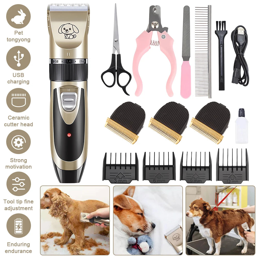 MyPetsBay™ Rechargeable Pet Clipper Grooming Kit – Professional Hair Trimmer & Shaver for Cats & Dogs