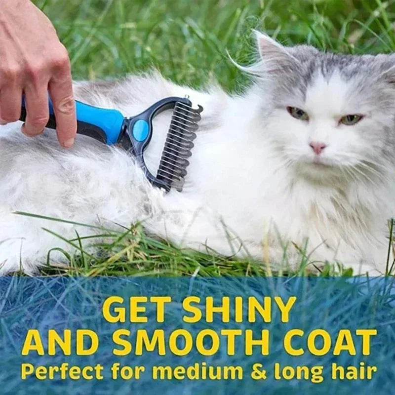 MyPetsBay™ Self-Cleaning Pet Deshedding Comb – Stainless Steel Hair Remover & Grooming Tool for Cats & Dogs