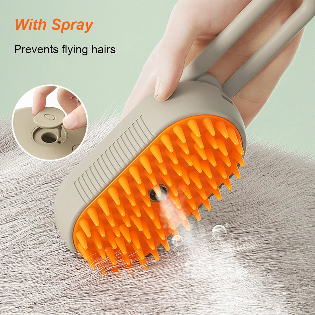 MyPetsBay™ 4-in-1 Steam Grooming Brush for Cats & Dogs USB Rechargeable  Gentle Massage  Easy Hair Removal