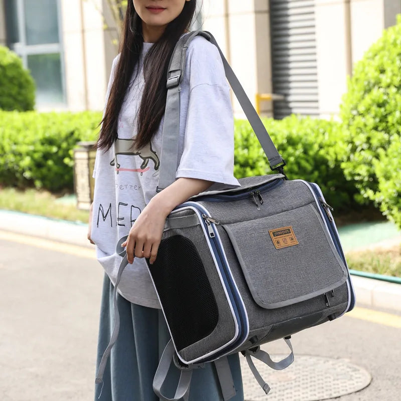 MyPetsBay™ 3-in-1 Bicycle Pet Carrier Bag  Convertible Cat & Small Dog Travel Backpack for Outdoor Adventures