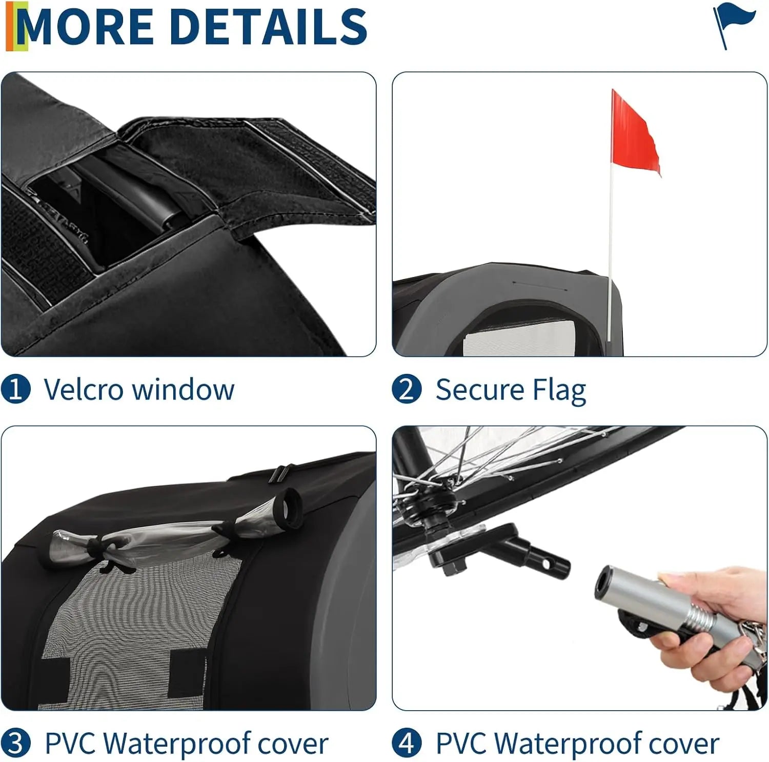 MyPetsBay™ Dog Bike Trailer Waterproof Foldable Pet Cart for Safe & Easy Rides