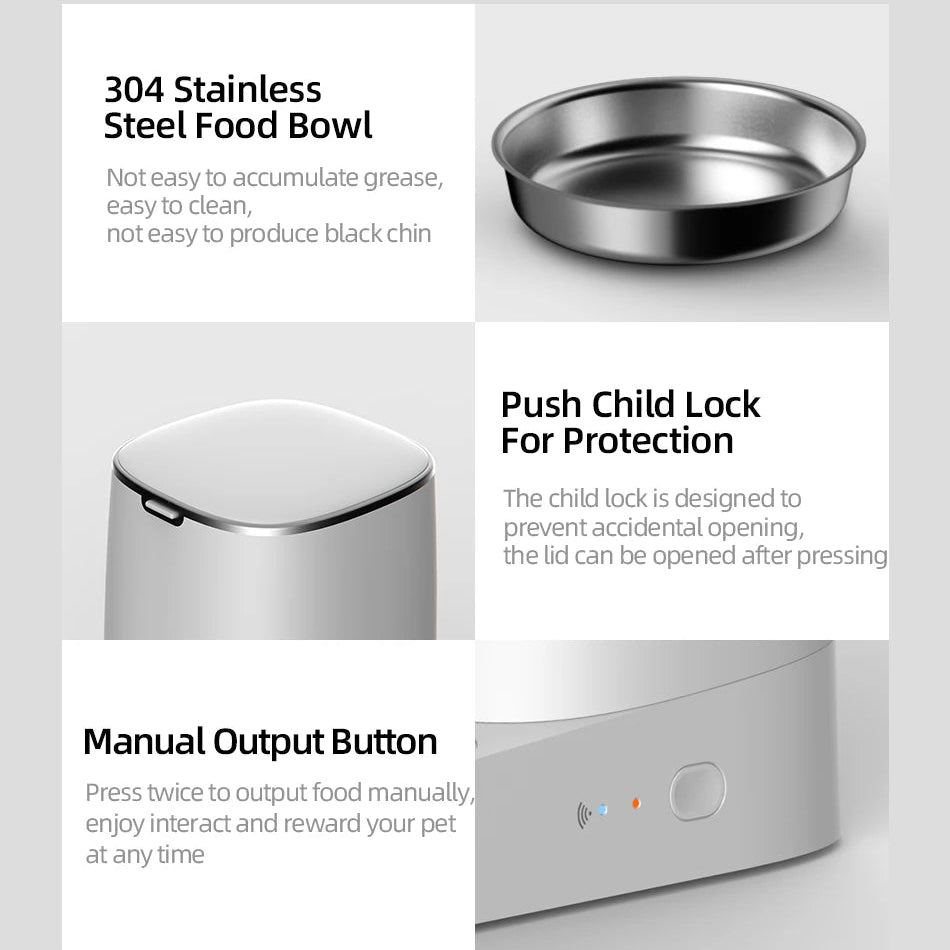 MyPetsBay™ Smart WiFi Automatic Pet Feeder Dual Bowl Food Dispenser for Cats & Dogs