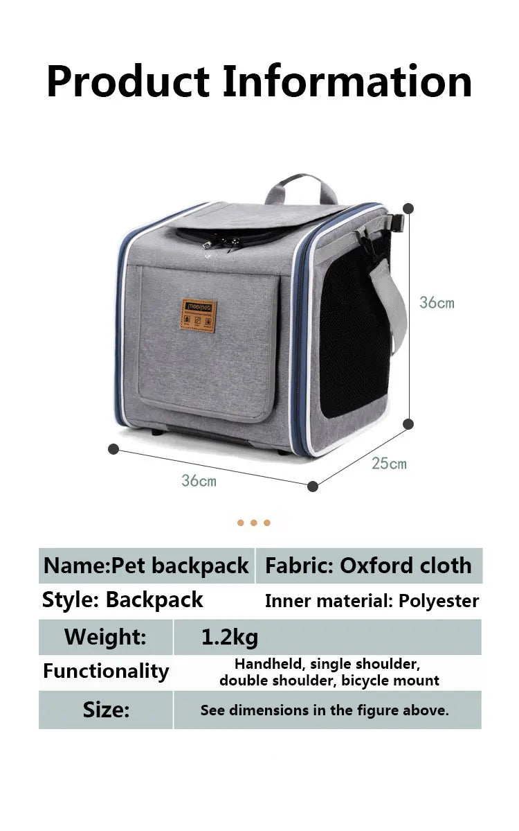 MyPetsBay™ 3-in-1 Bicycle Pet Carrier Bag  Convertible Cat & Small Dog Travel Backpack for Outdoor Adventures