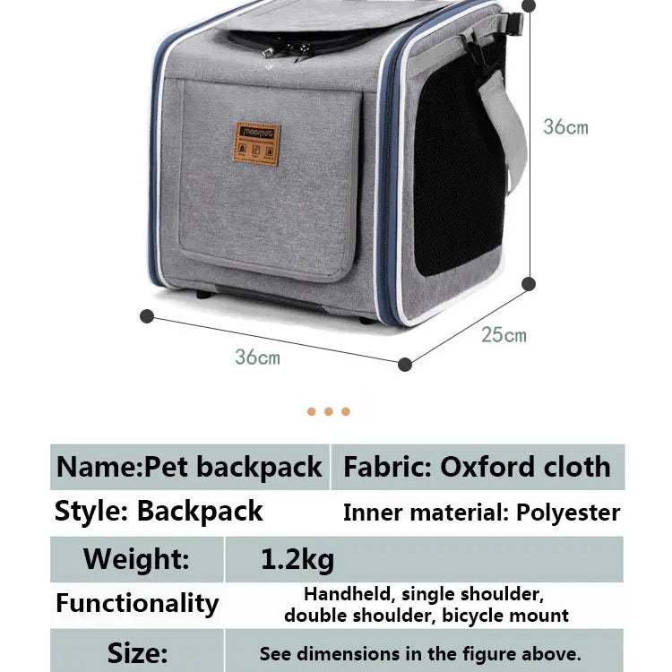 MyPetsBay™ 3-in-1 Bicycle Pet Carrier Bag  Convertible Cat & Small Dog Travel Backpack for Outdoor Adventures