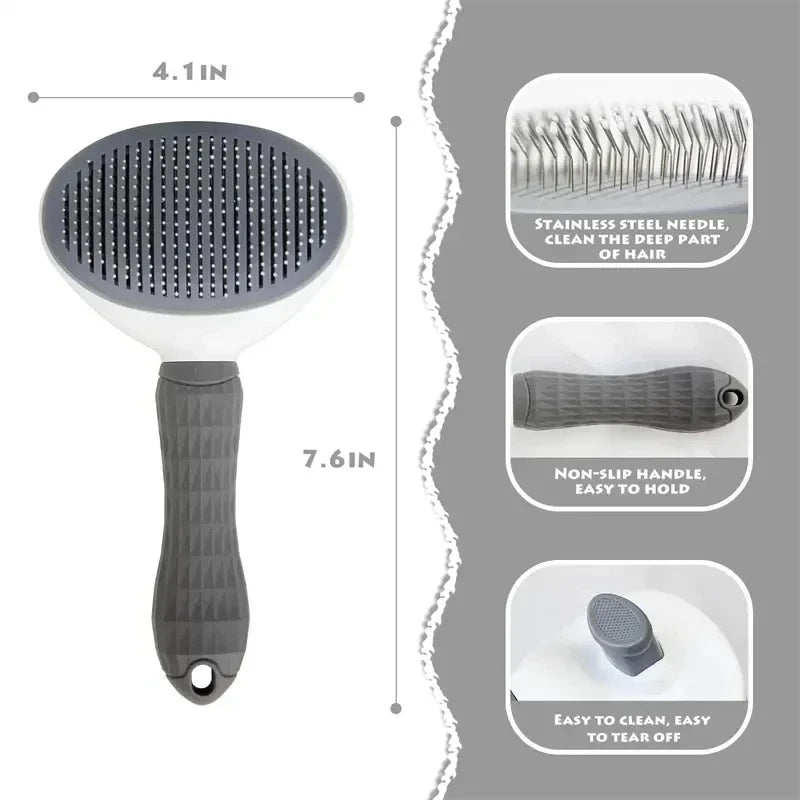 MyPetsBay™ Gentle Pet Grooming Brush – Self-Cleaning Hair Removal Comb for Dogs & Cats