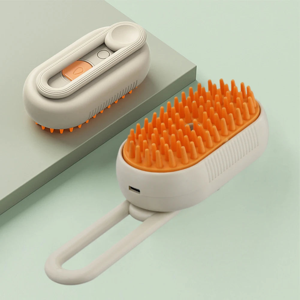 MyPetsBay™ 4-in-1 Steam Grooming Brush for Cats & Dogs USB Rechargeable  Gentle Massage  Easy Hair Removal