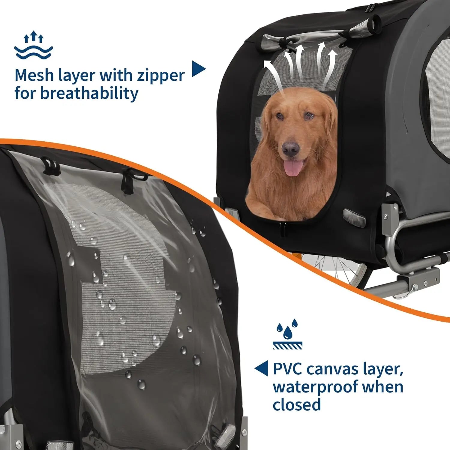 MyPetsBay™ Dog Bike Trailer Waterproof Foldable Pet Cart for Safe & Easy Rides