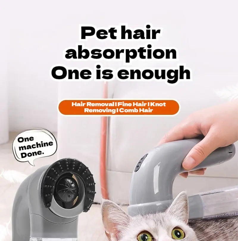 MyPetsBay™ Portable Electric Pet Hair Vacuum & Massage Brush Dual-Purpose Grooming Tool for Cats & Dogs
