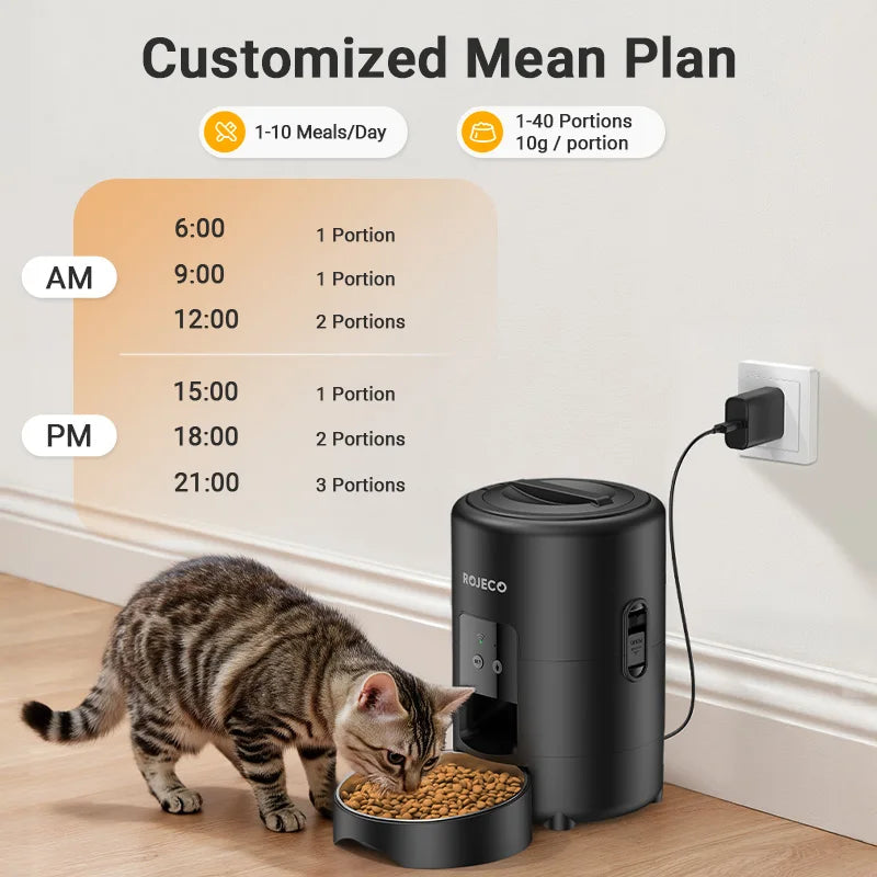 MyPetsBay™ ROJECO Smart Automatic Pet Feeder WiFi App Control Cat & Dog Food Dispenser
