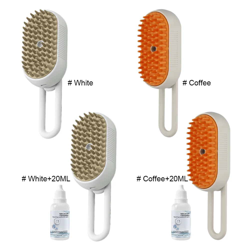 MyPetsBay™ 4-in-1 Steam Grooming Brush for Cats & Dogs USB Rechargeable  Gentle Massage  Easy Hair Removal