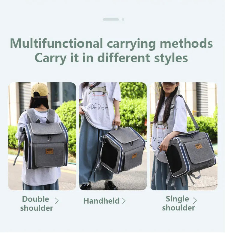 MyPetsBay™ 3-in-1 Bicycle Pet Carrier Bag  Convertible Cat & Small Dog Travel Backpack for Outdoor Adventures