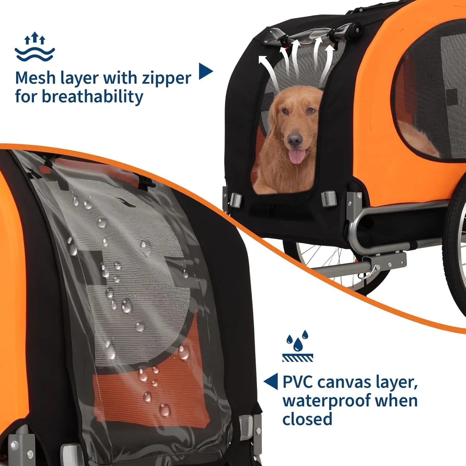 MyPetsBay™ Dog Bike Trailer Waterproof Foldable Pet Cart for Safe & Easy Rides